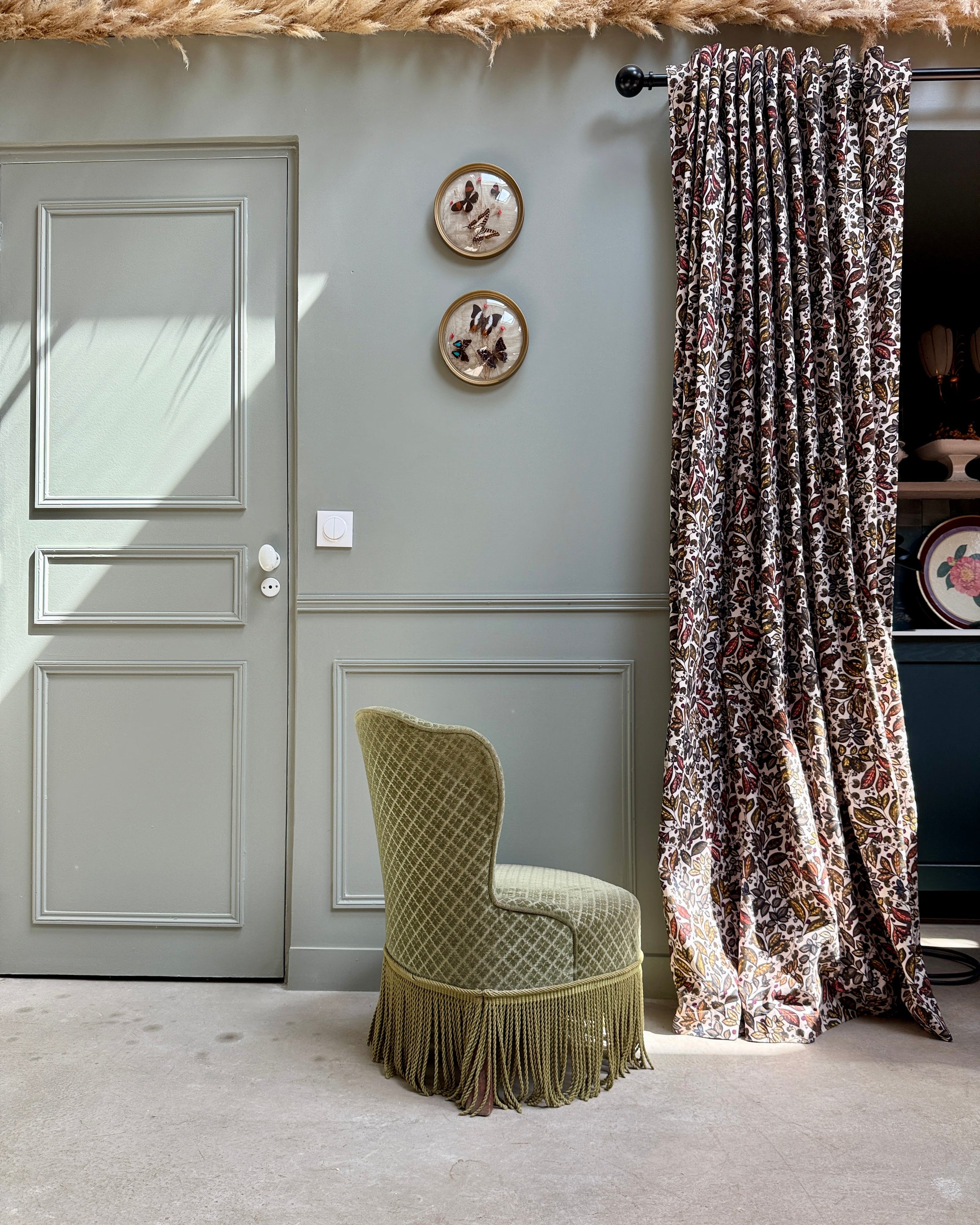 Fauteuil crapaud en velours vert