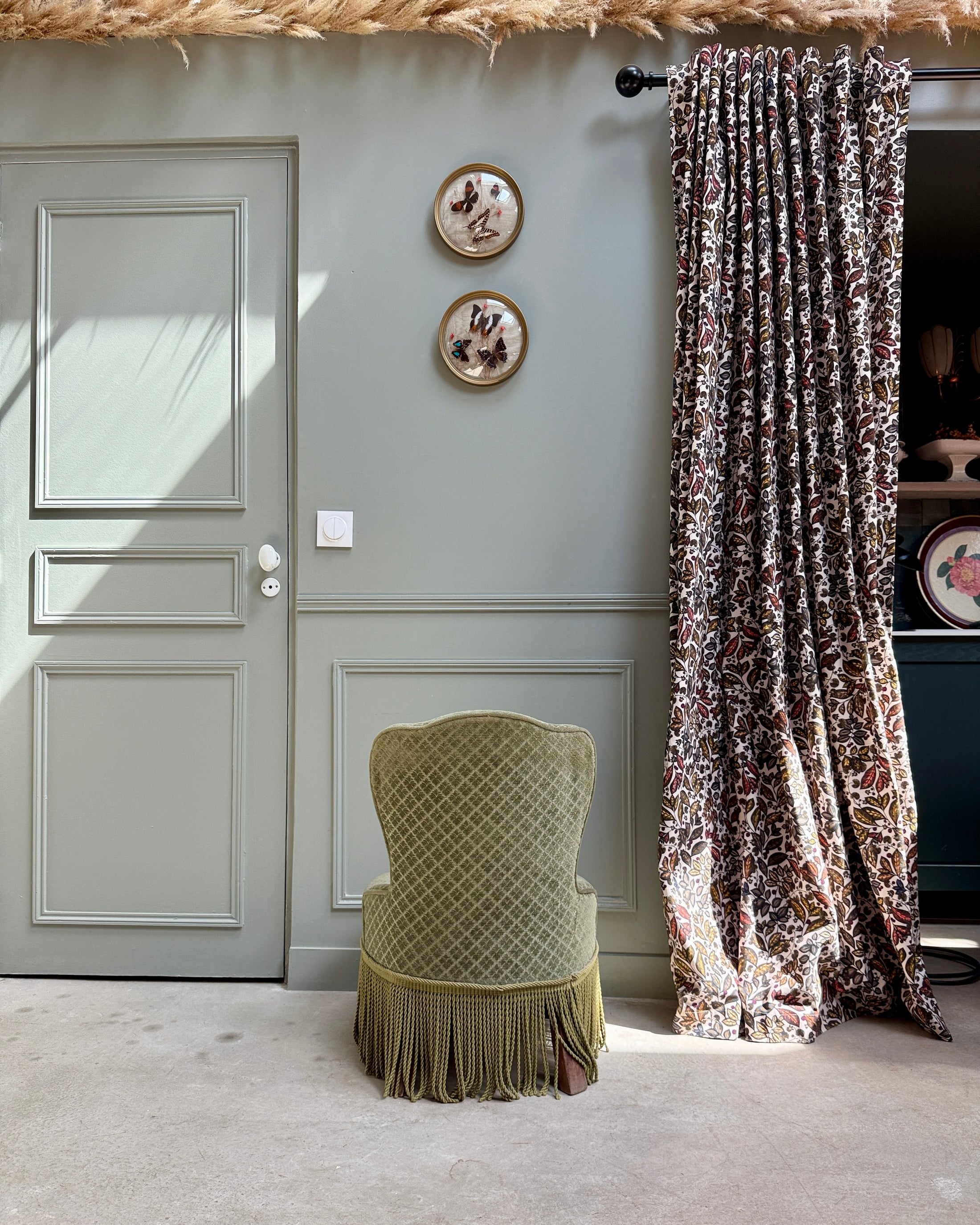Fauteuil crapaud en velours vert