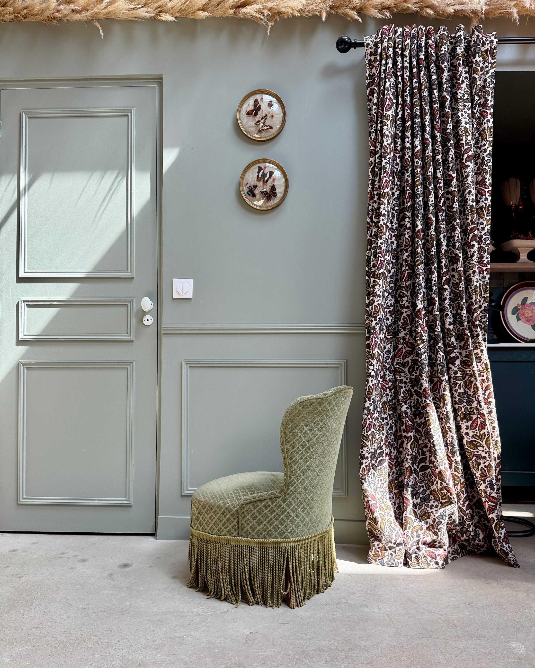 Fauteuil crapaud en velours vert