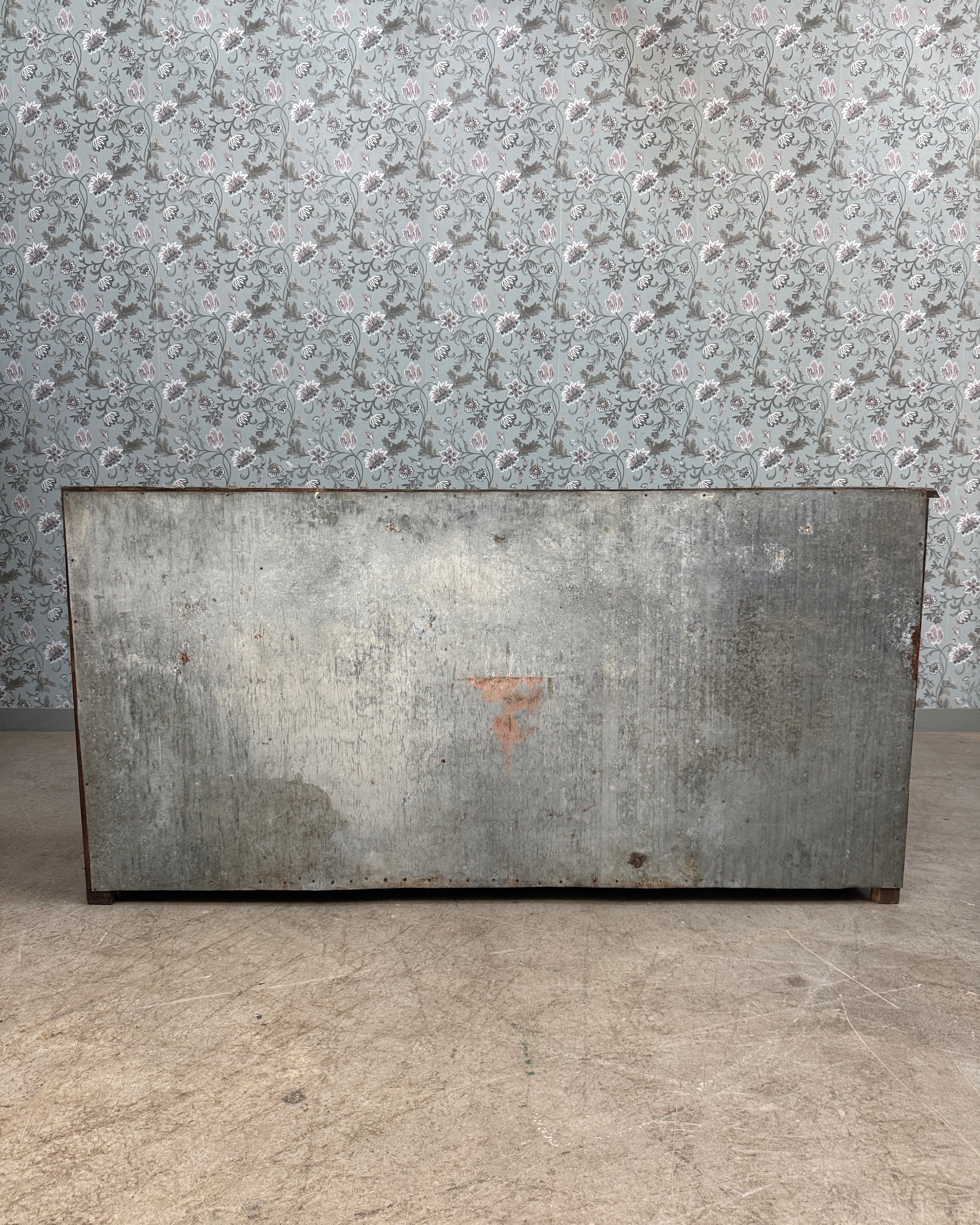 Ancienne glacière de bar en chêne et zinc