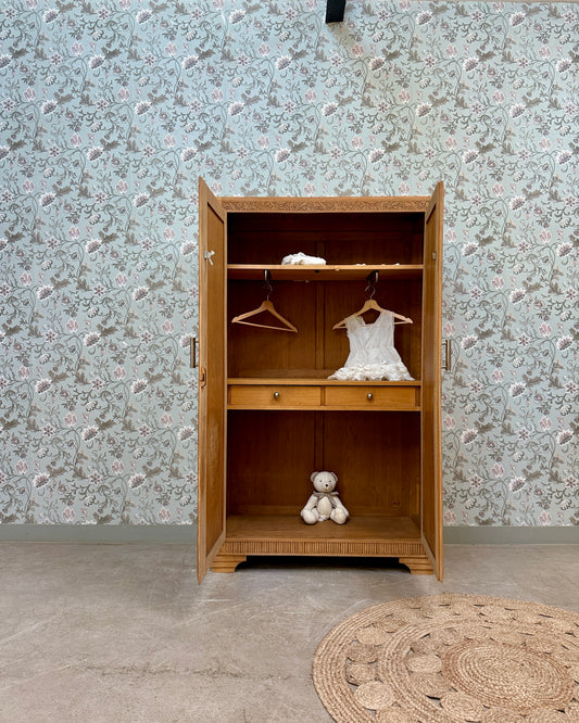 Armoire Art Déco en chêne avec penderie