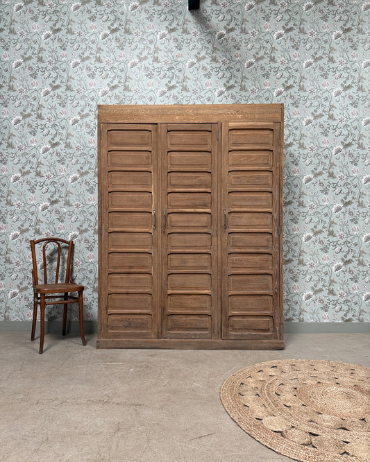 Armoire de notaire triple en chêne