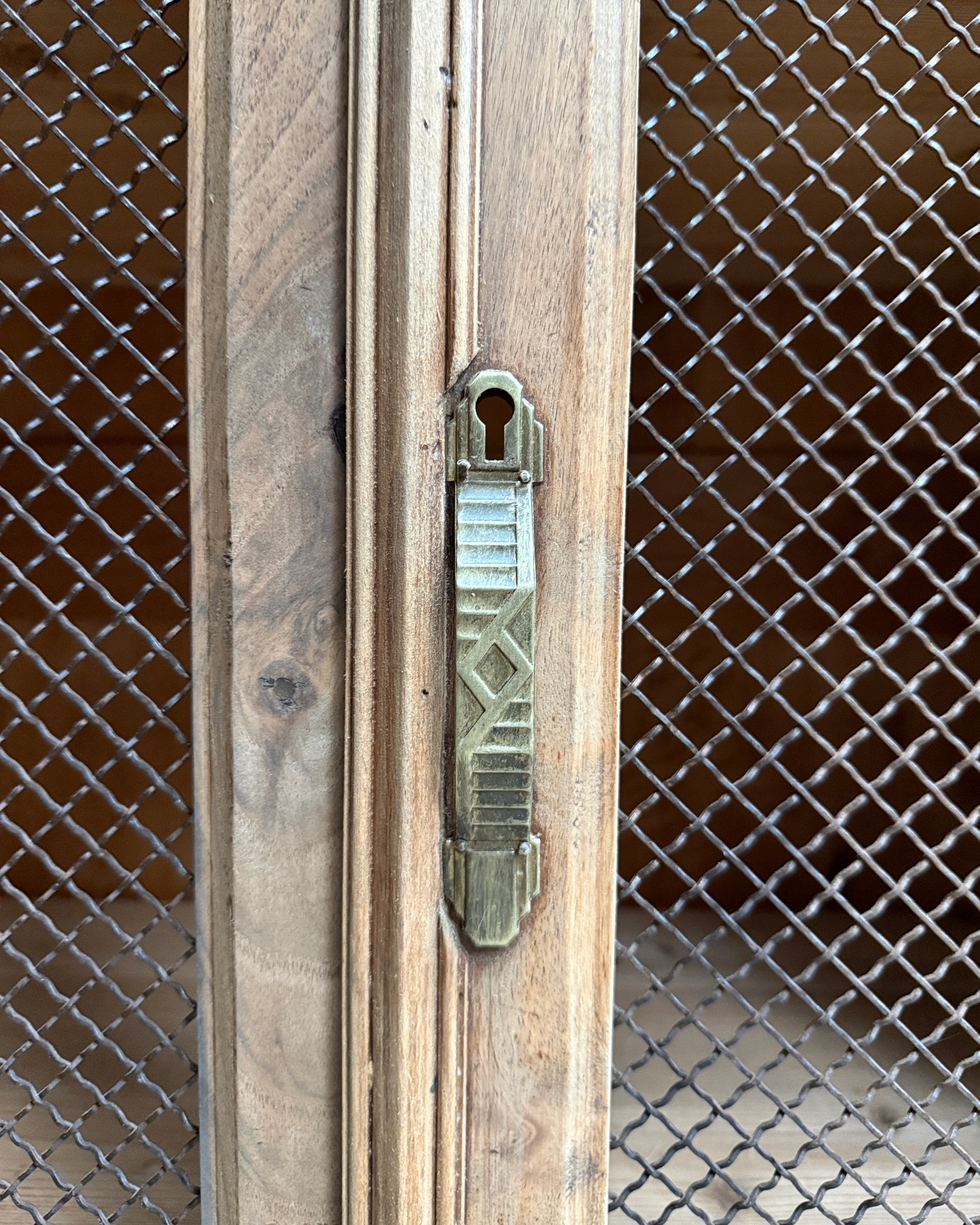 Bibliothèque ancienne à portes grillagées