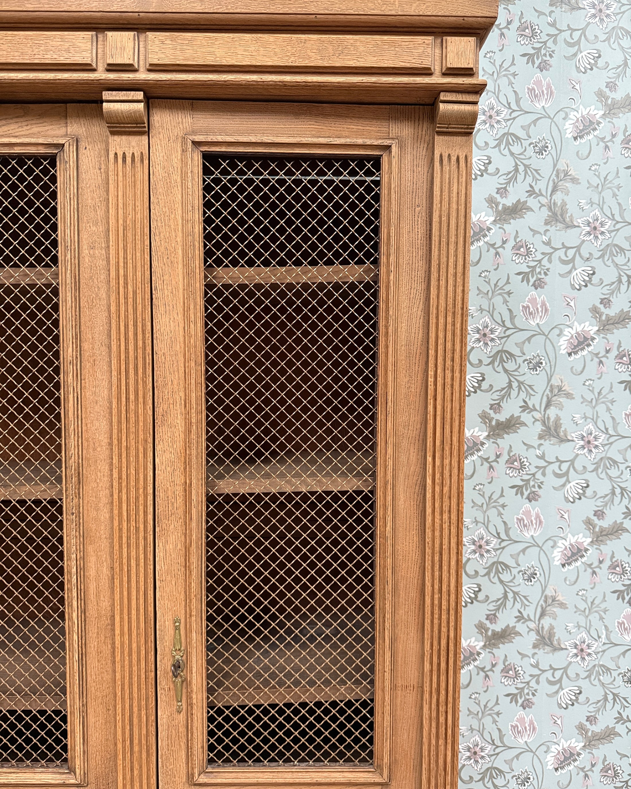 Bibliothèque ancienne trois portes grillagées