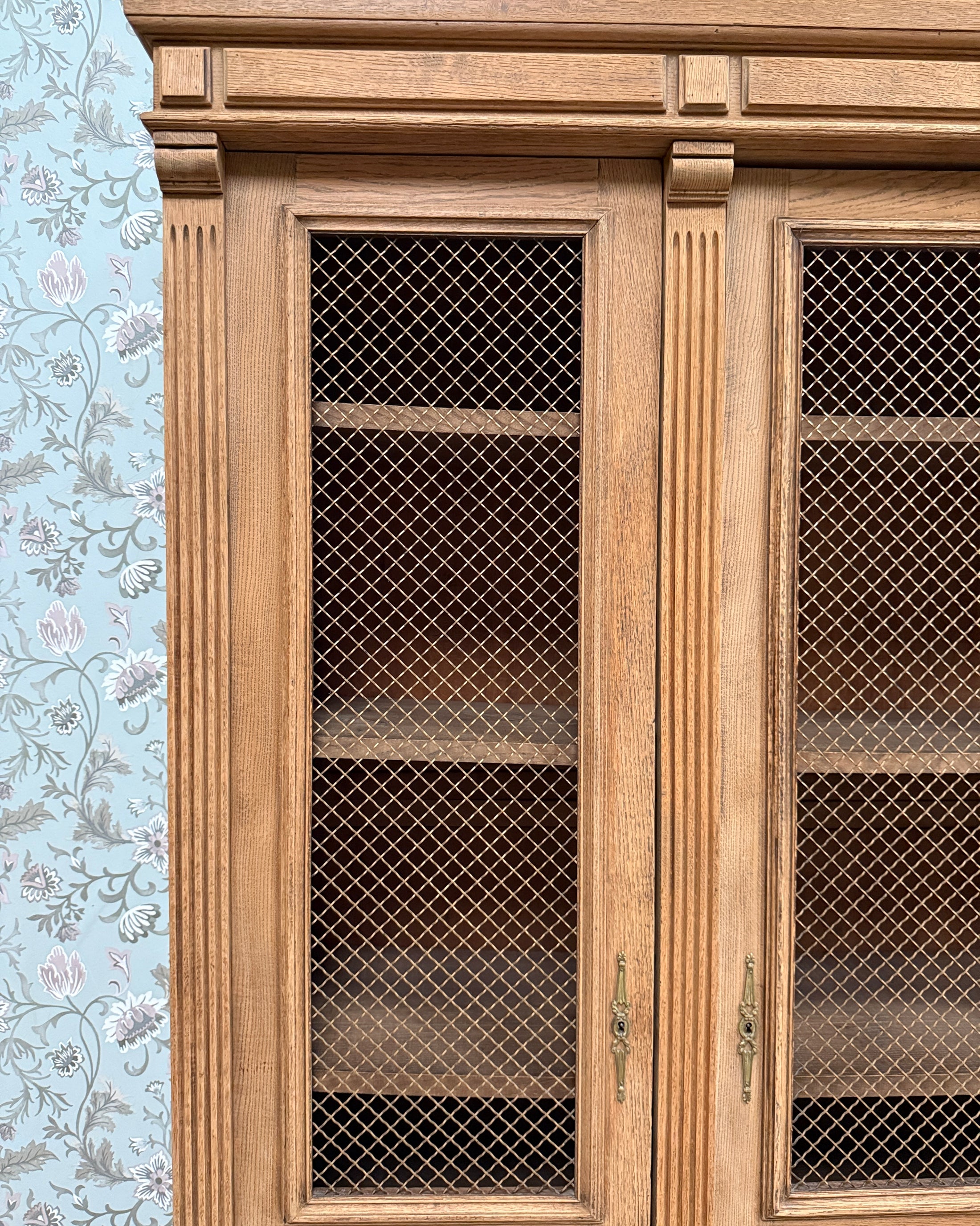 Bibliothèque ancienne trois portes grillagées