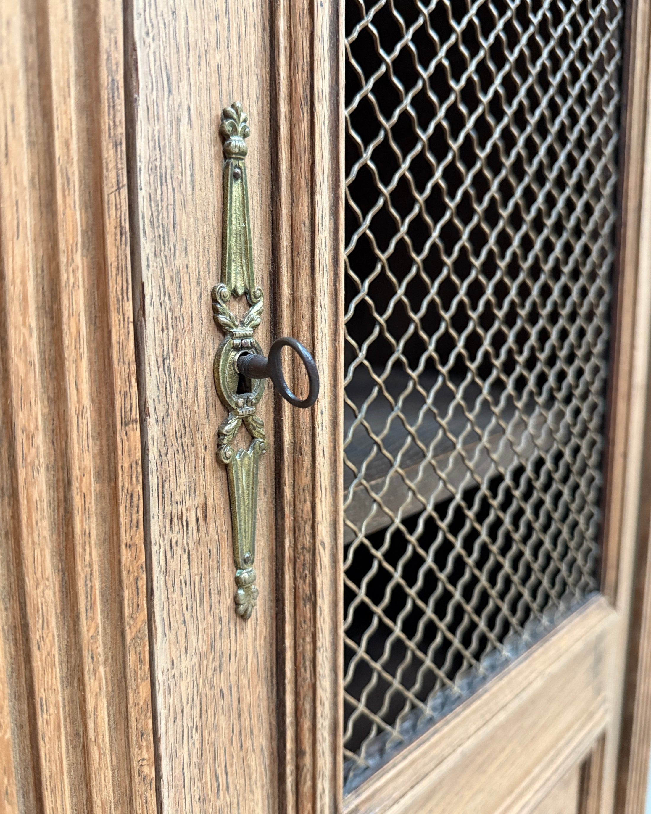 Bibliothèque ancienne trois portes grillagées