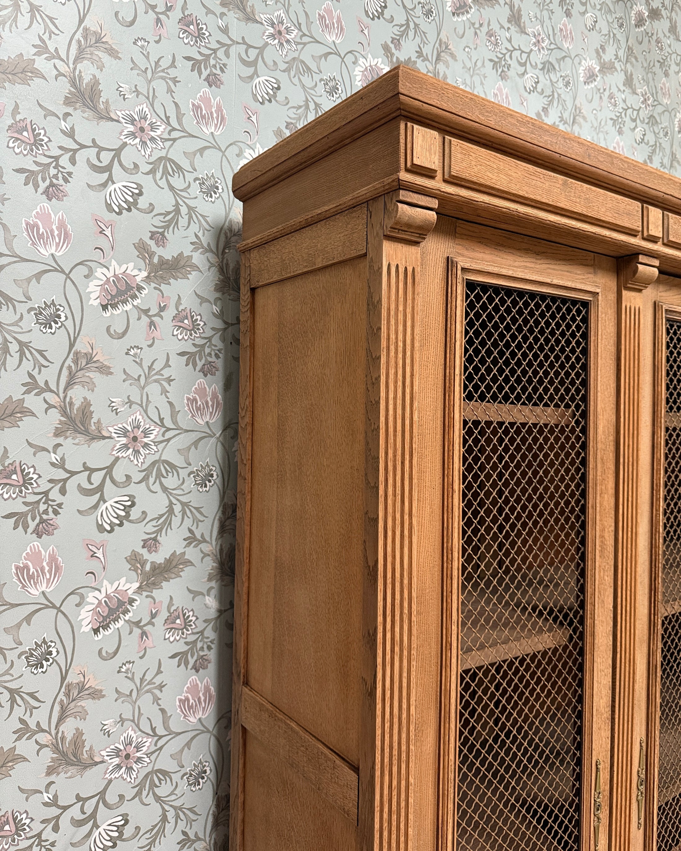 Bibliothèque ancienne trois portes grillagées