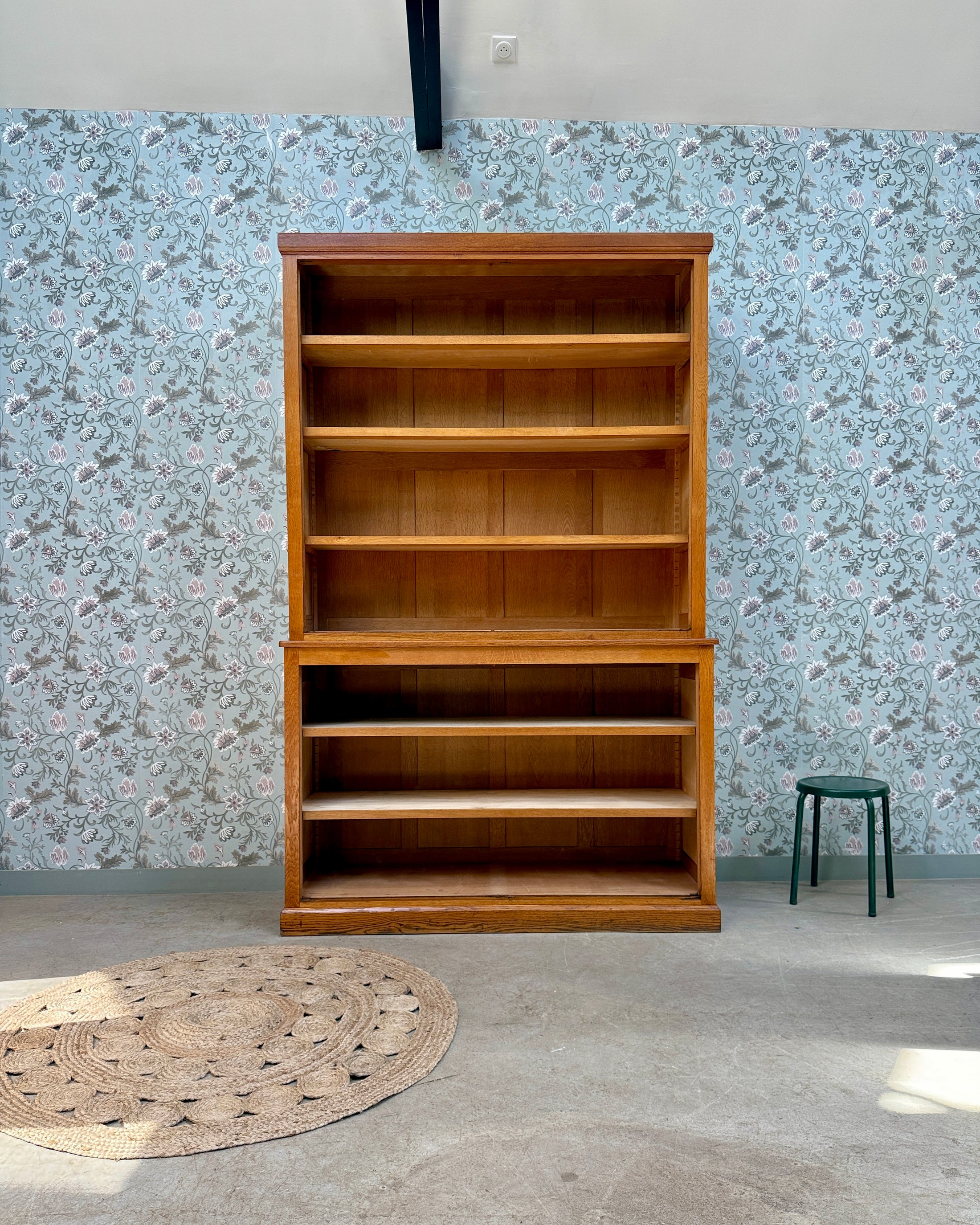Grande bibliothèque deux corps en chêne