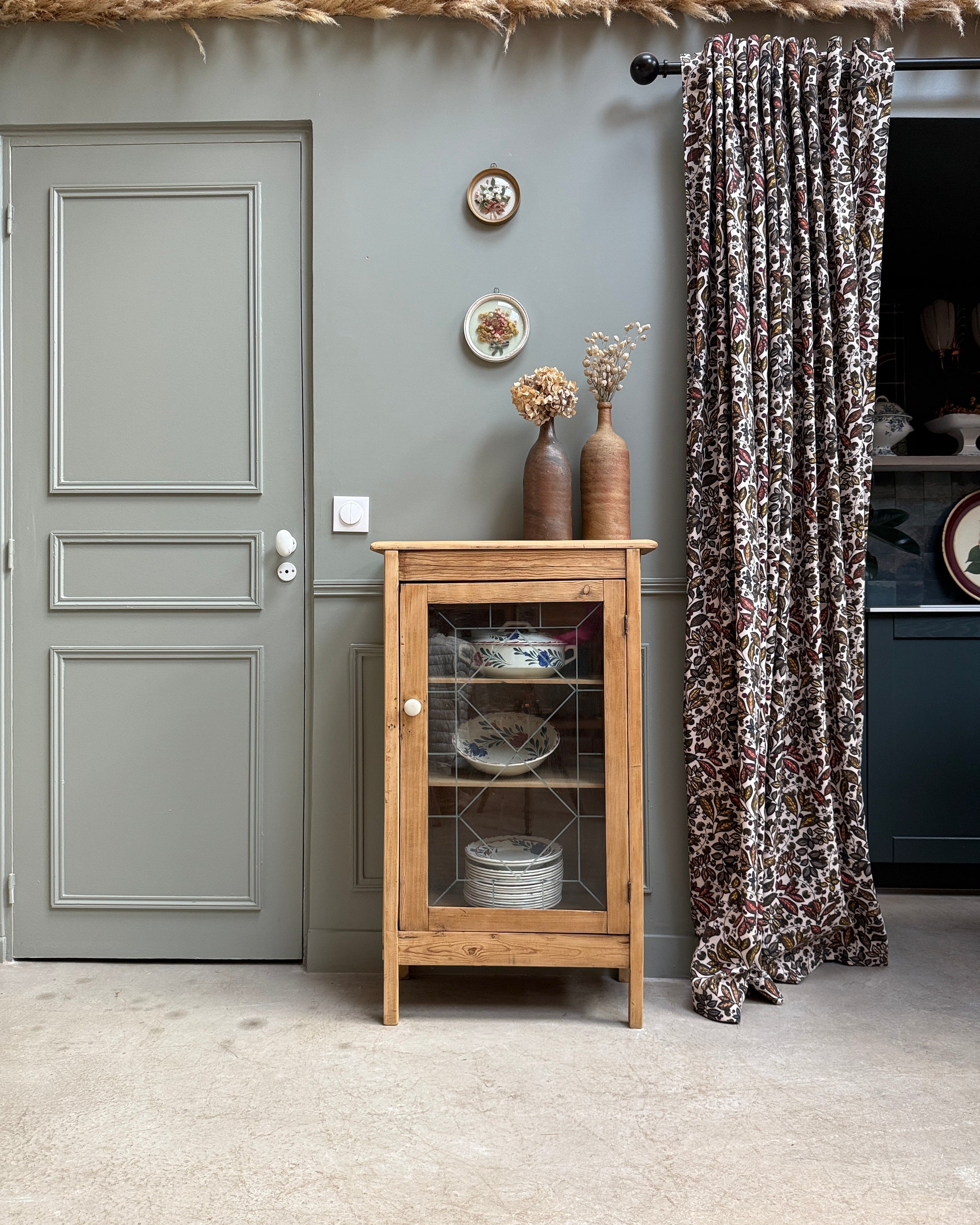 Confiturier vintage vitré en pin