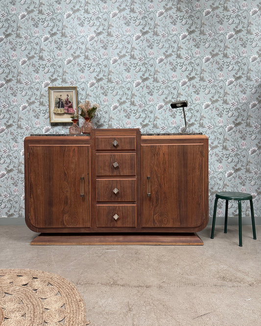 Grande enfilade Art Déco en palissandre et marbre