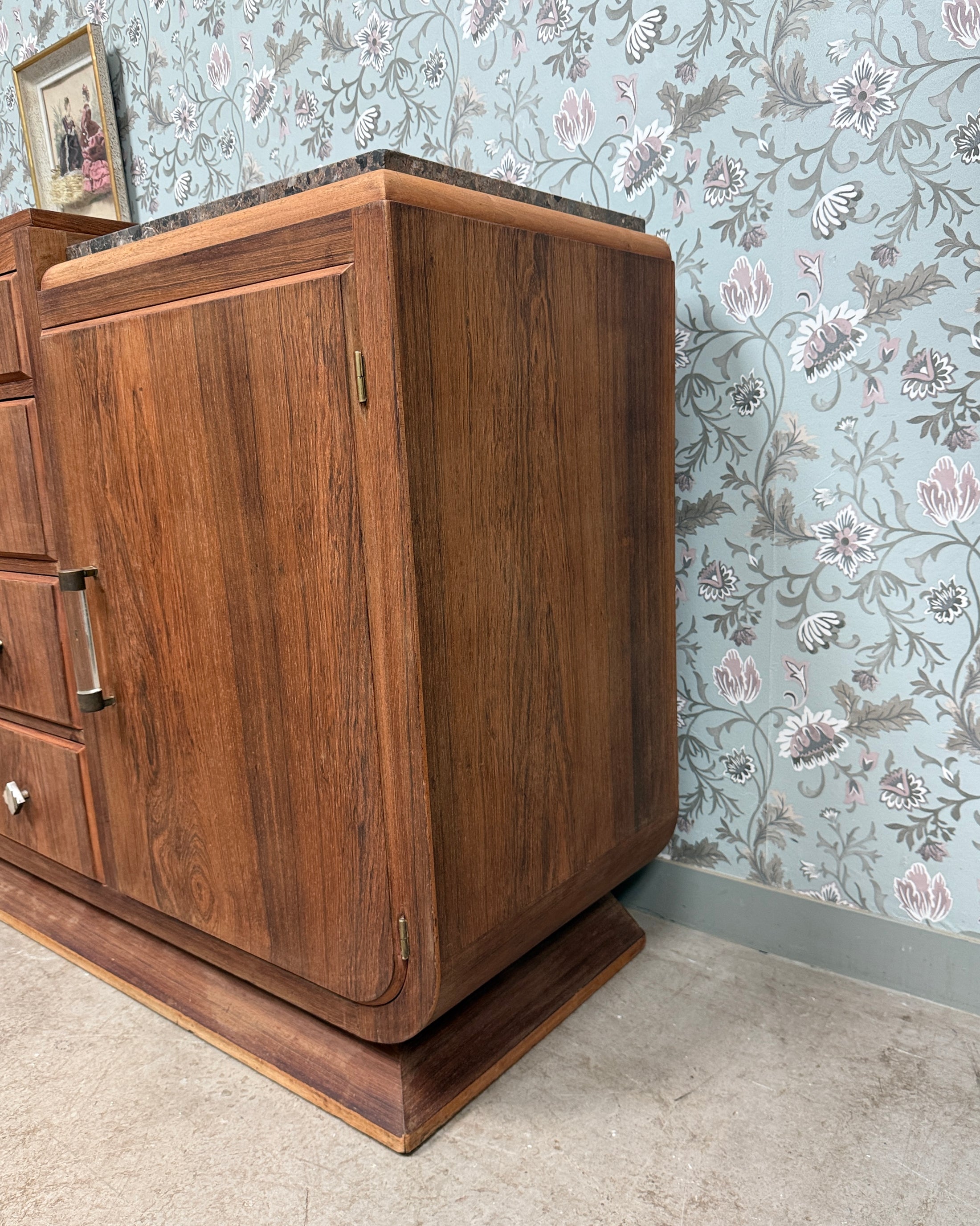 Grande enfilade Art Déco en palissandre et marbre