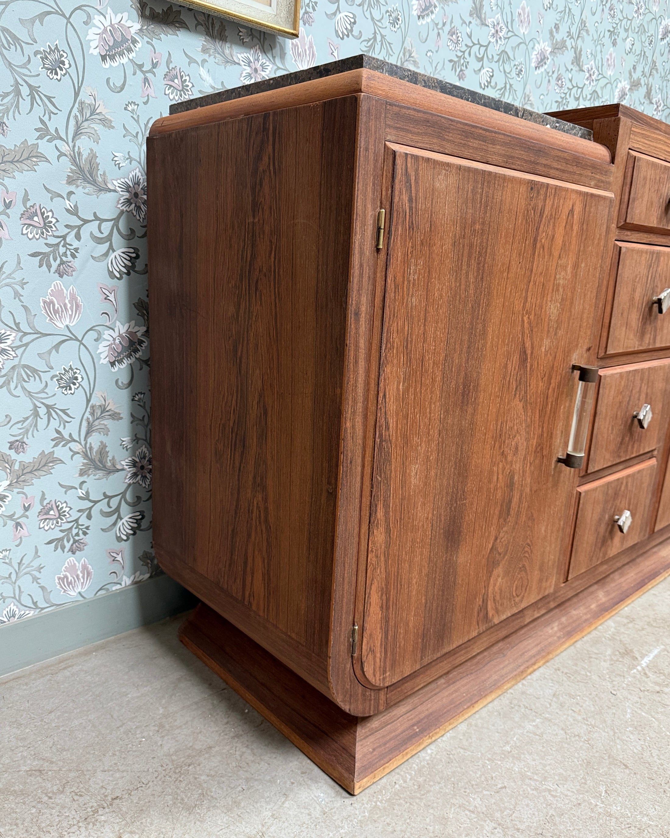 Grande enfilade Art Déco en palissandre et marbre