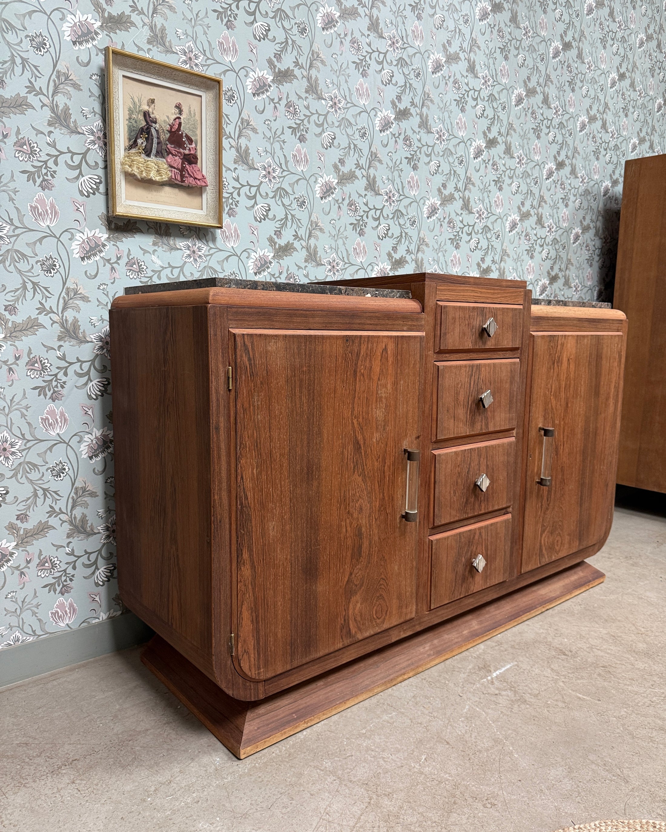 Grande enfilade Art Déco en palissandre et marbre