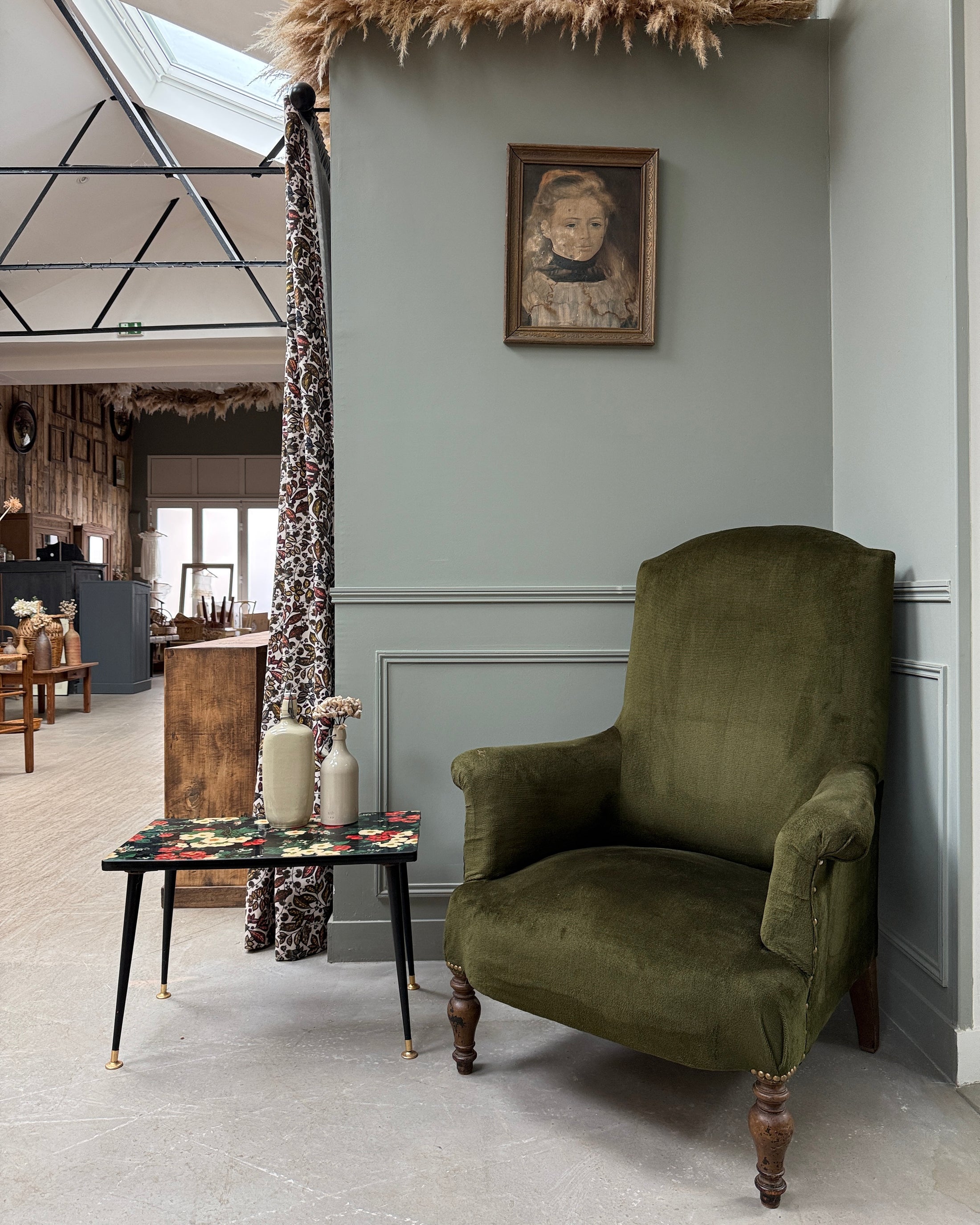 Fauteuil crapaud en velours vert