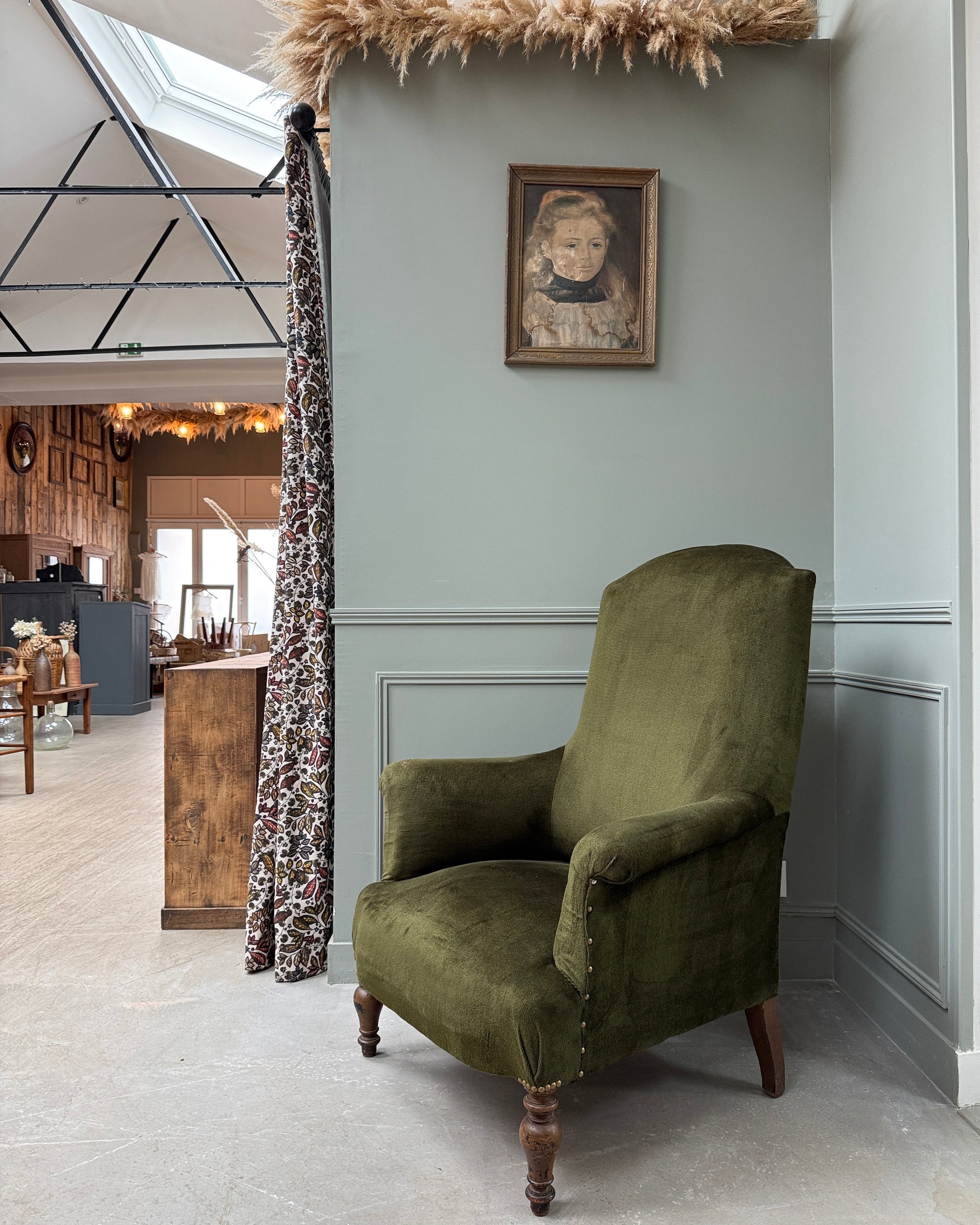 Fauteuil crapaud en velours vert