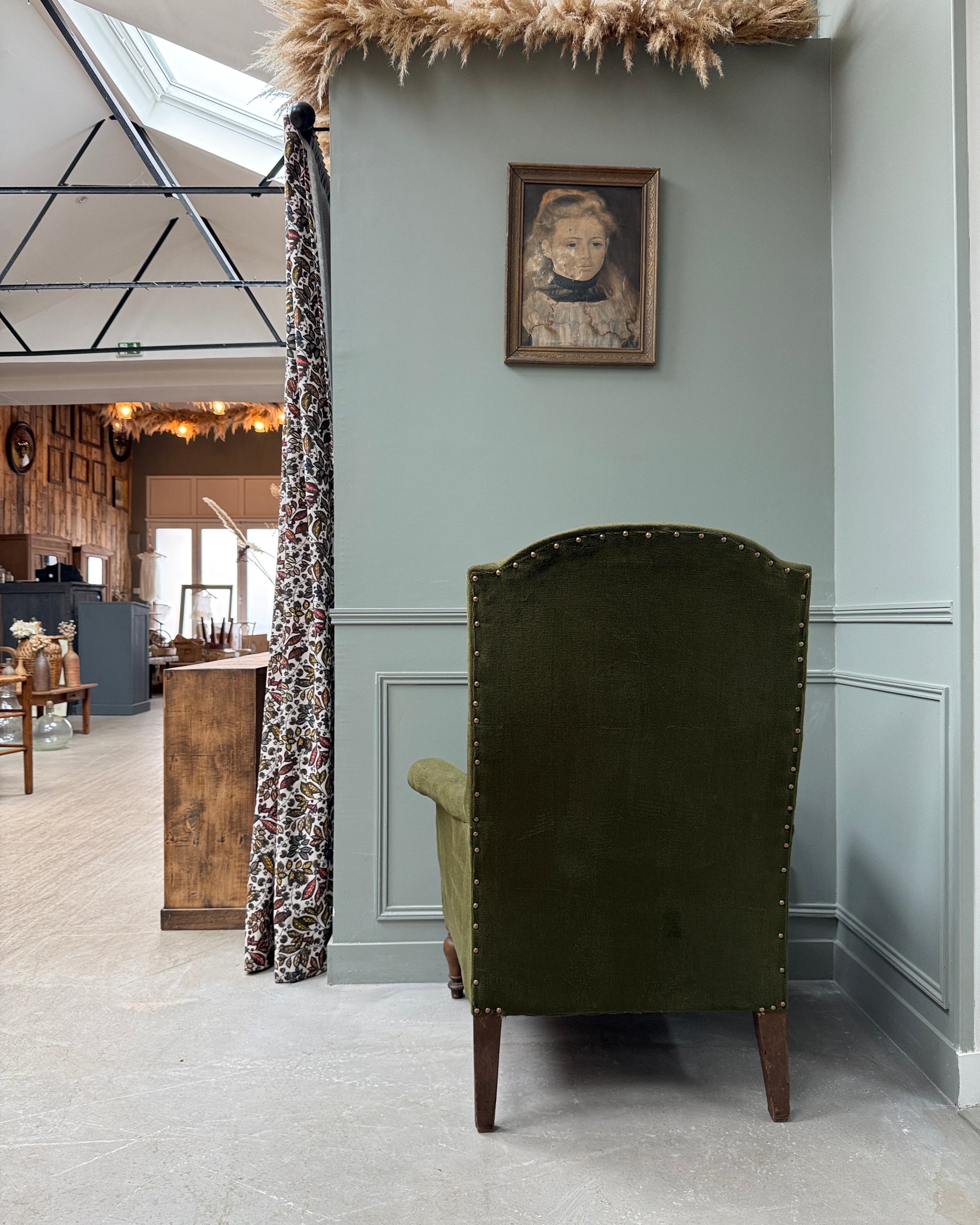Fauteuil crapaud en velours vert