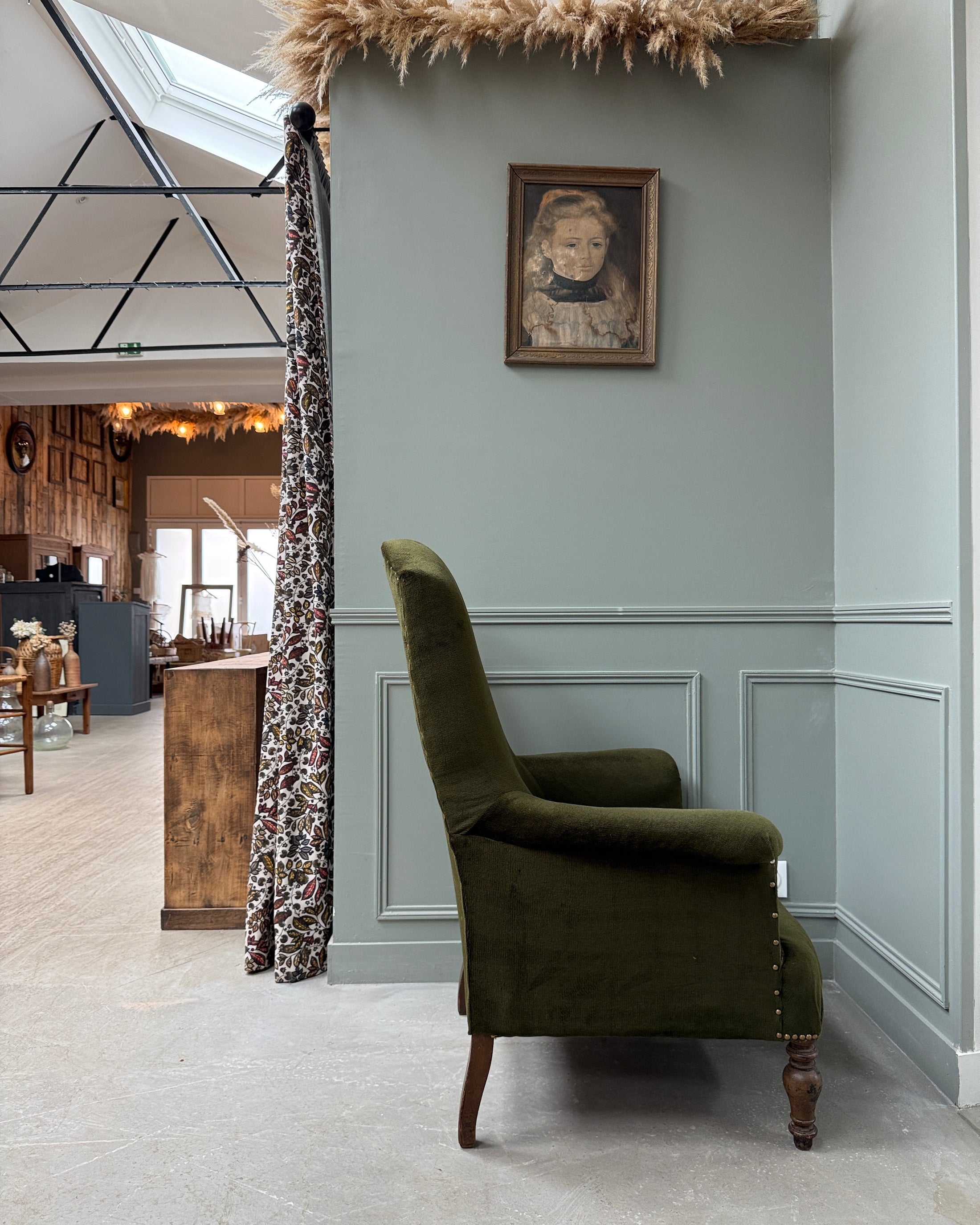 Fauteuil crapaud en velours vert