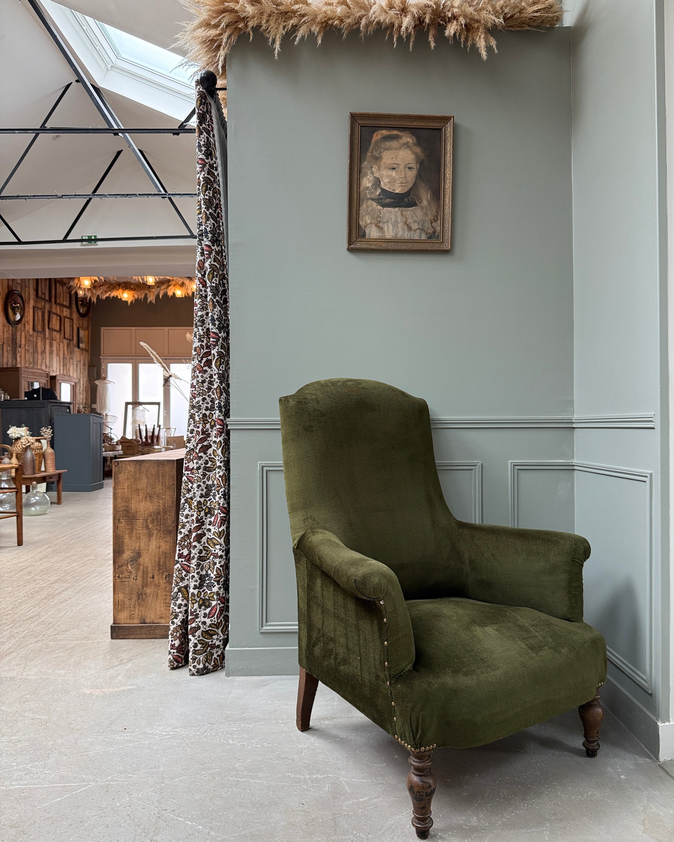Fauteuil crapaud en velours vert