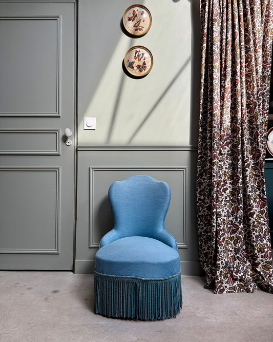 Fauteuil crapaud bleu clair