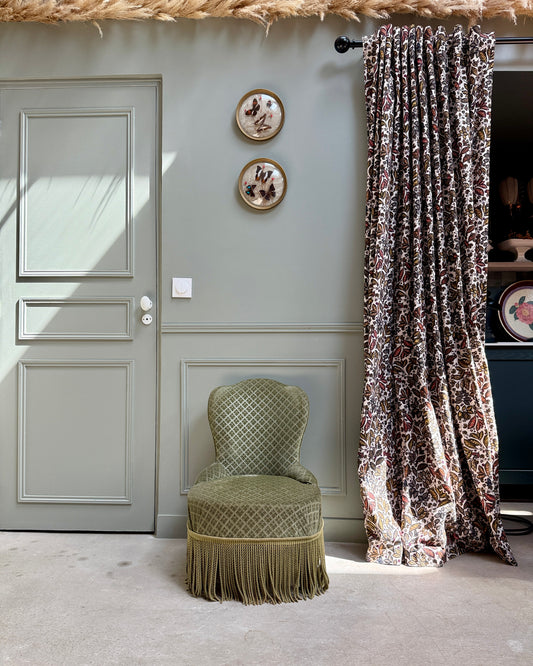 Fauteuil crapaud en velours vert