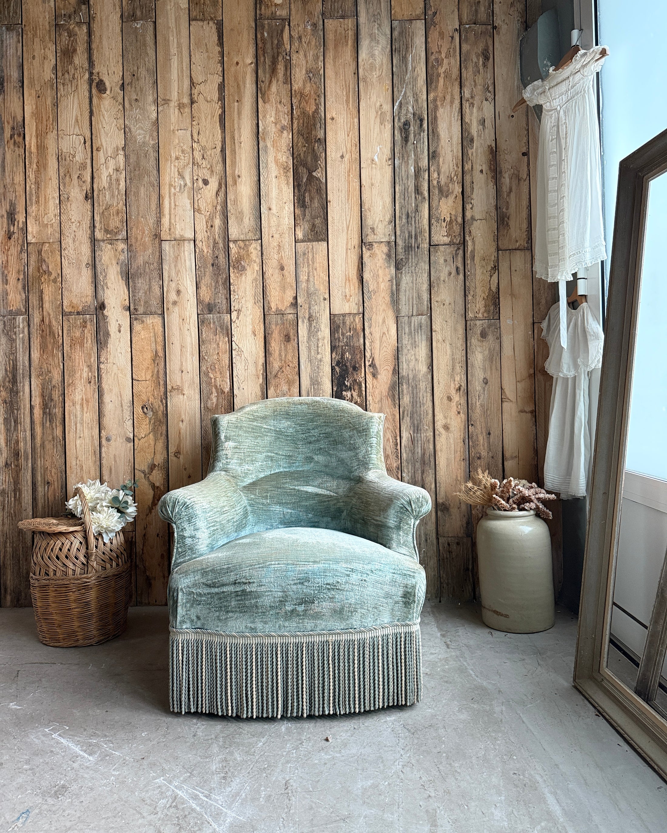 Fauteuil crapaud en velours vert