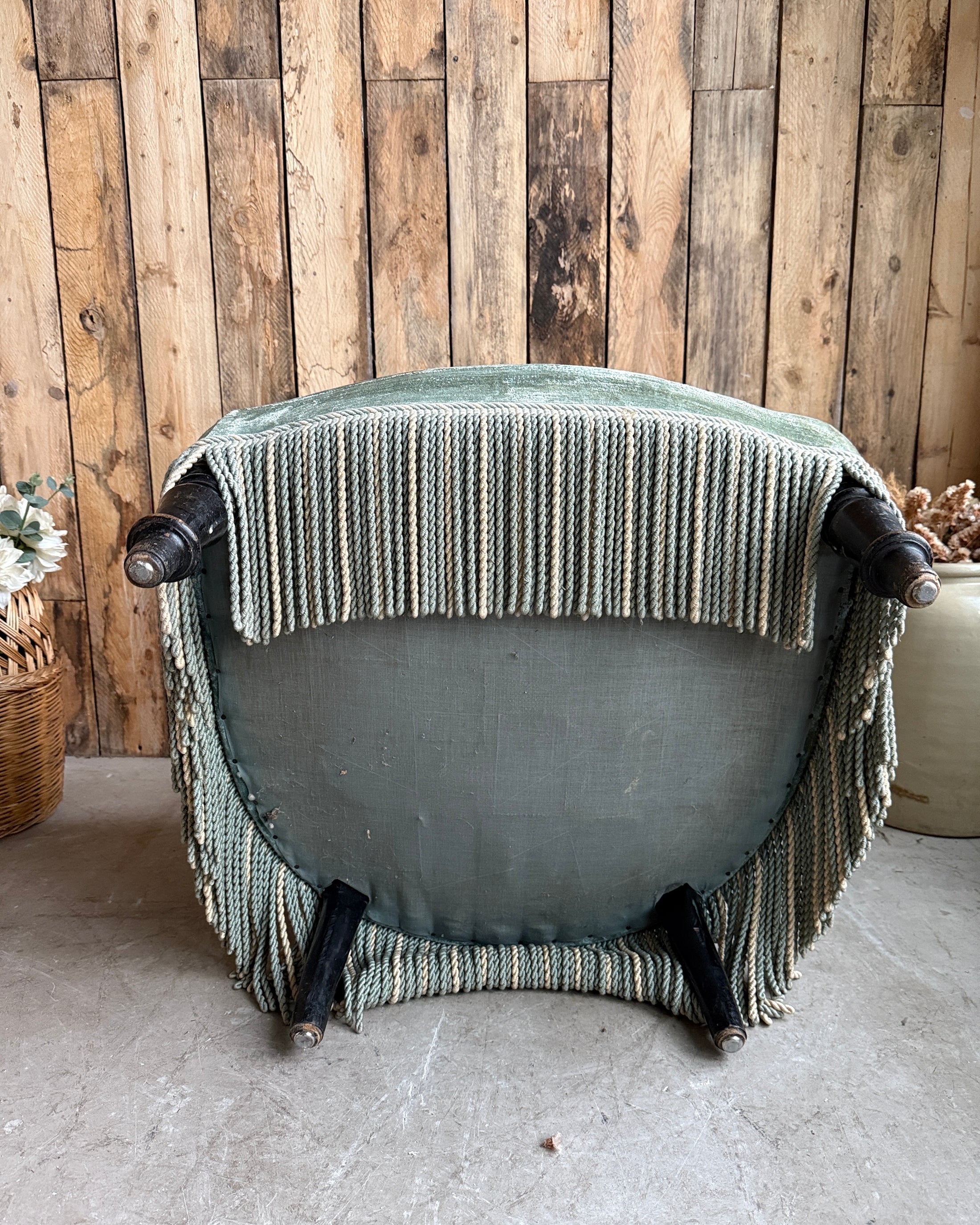 Fauteuil crapaud en velours vert