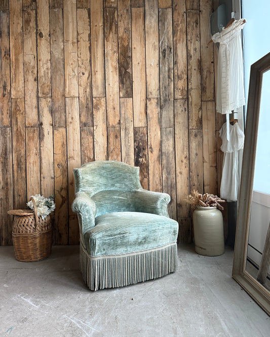 Fauteuil crapaud en velours vert