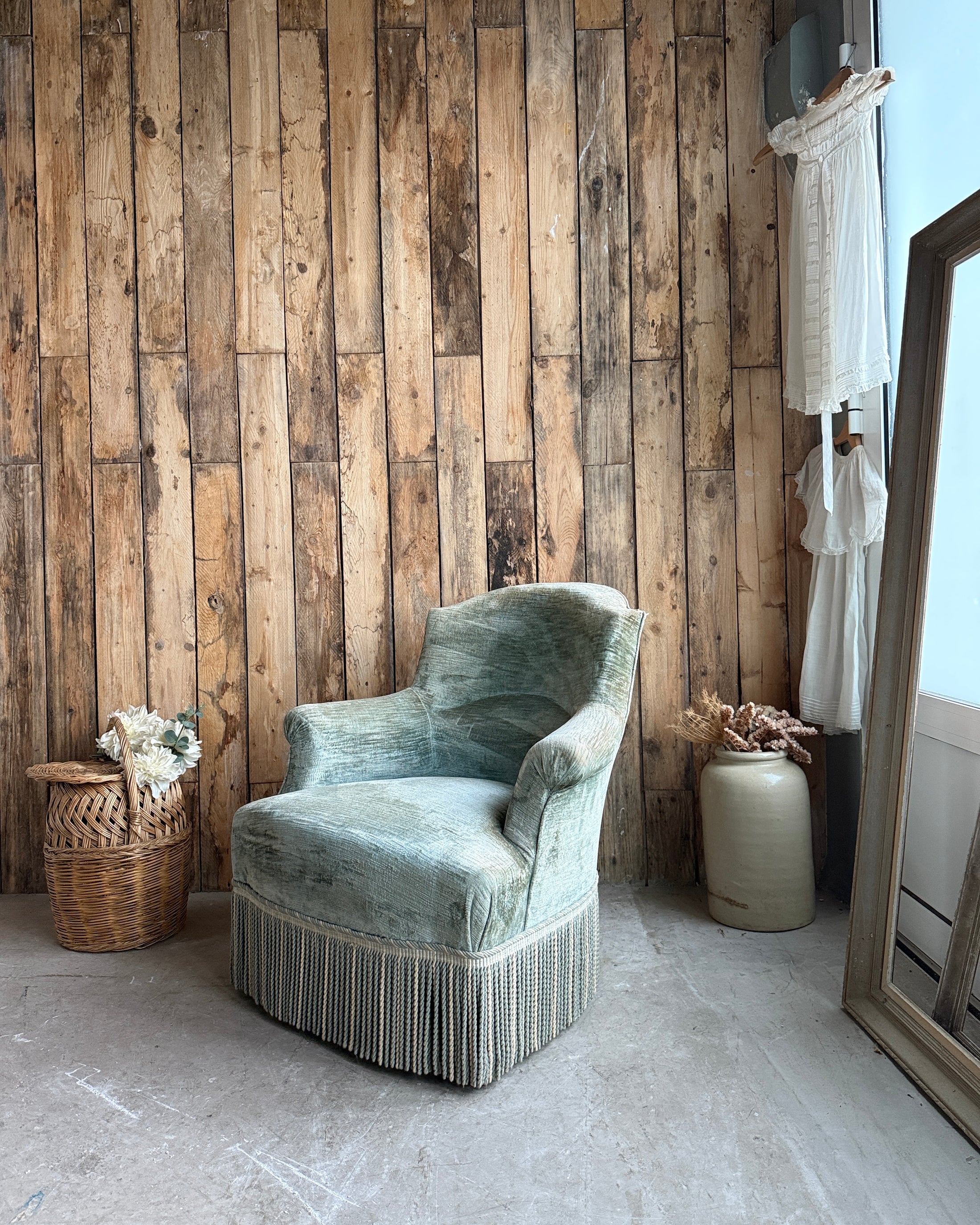 Fauteuil crapaud en velours vert