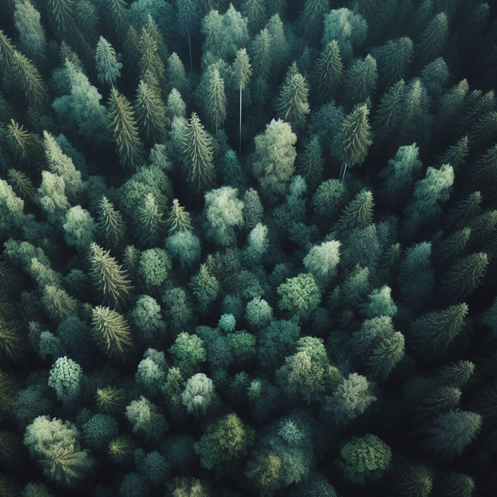 Vue de haut d’une belle forêt