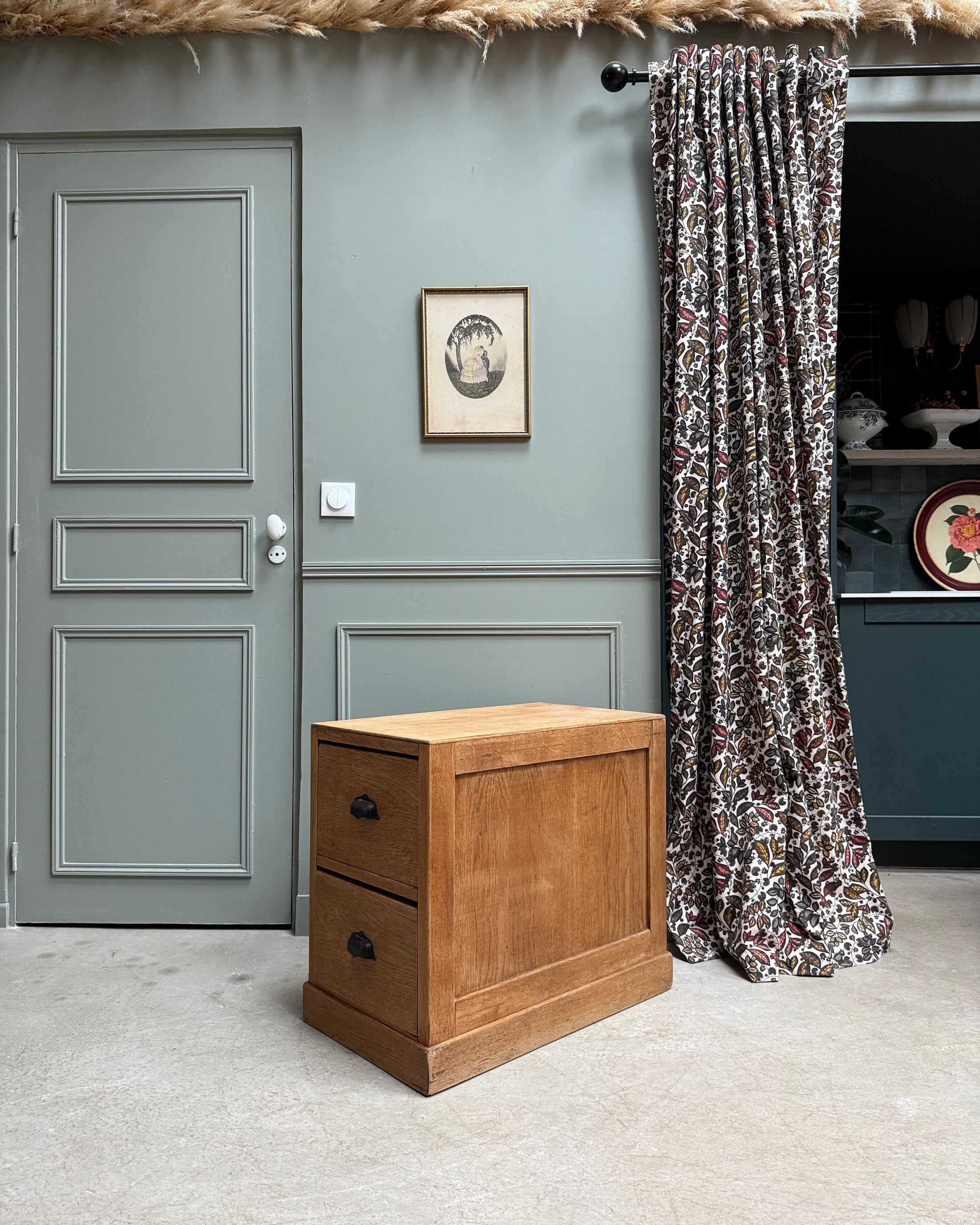 Meuble de métier à tiroirs en chêne