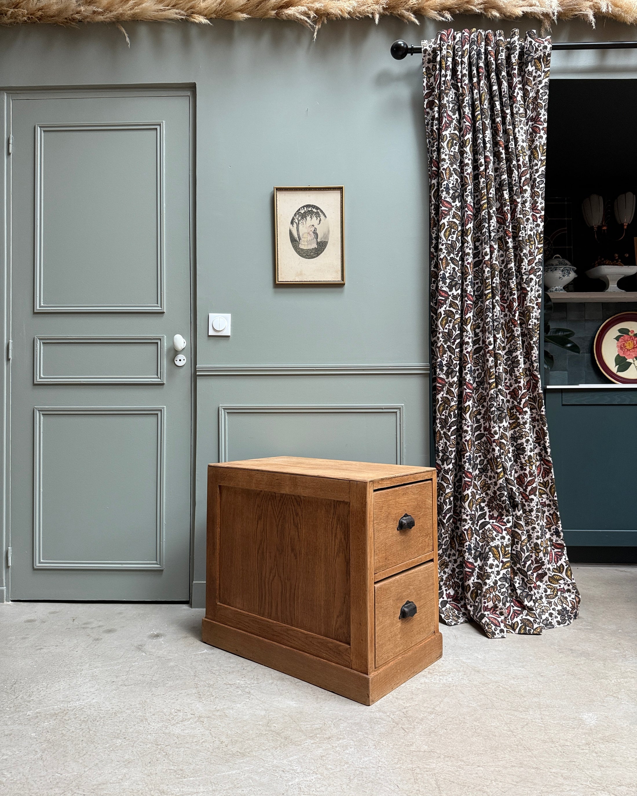 Meuble de métier à tiroirs en chêne