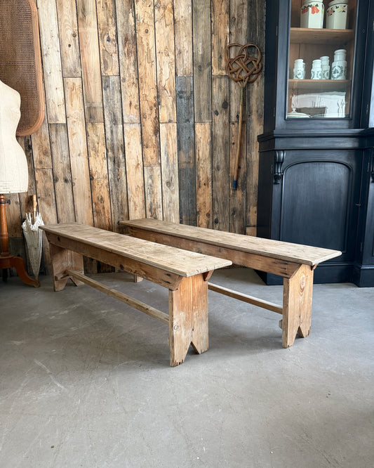 Paire de bancs de ferme vintage