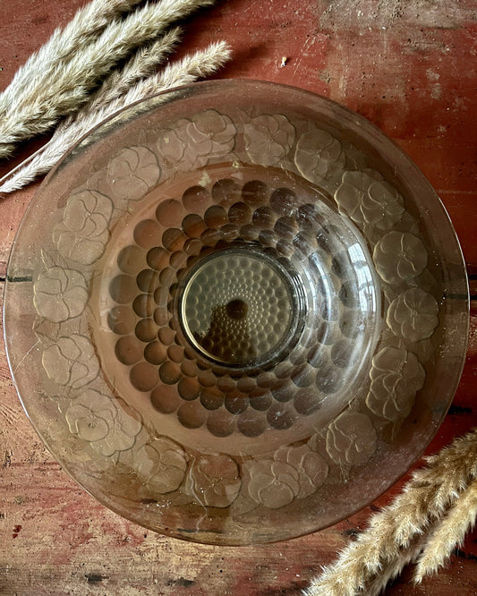 Plat Art Déco en verre fumé