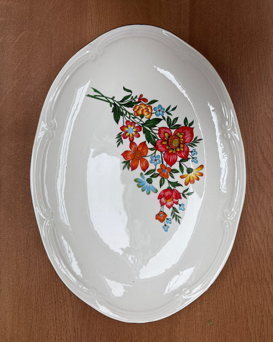 Plat ovale vintage en porcelaine fine Gien