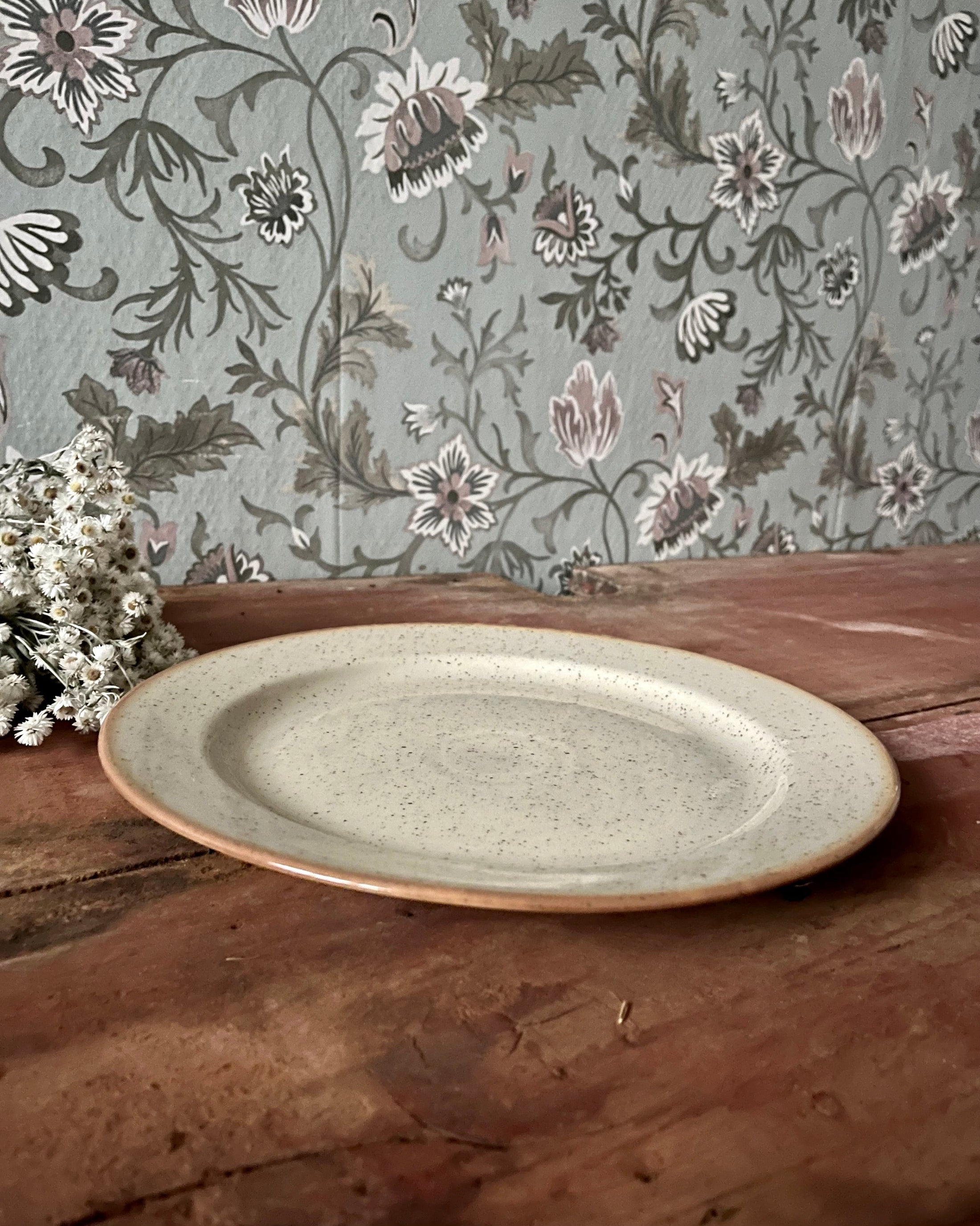 Plat rond plat en grès vernissé