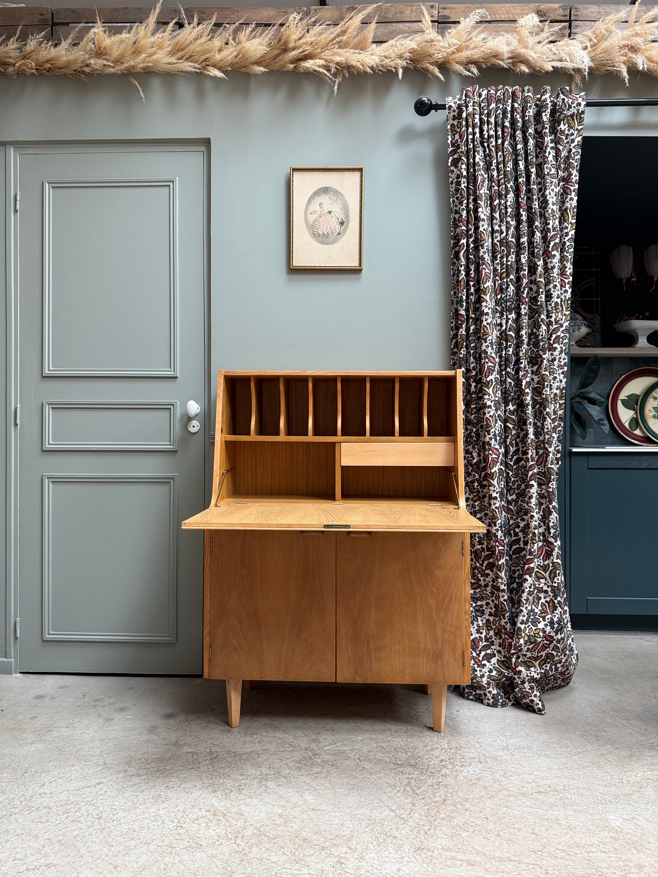 Secrétaire mid-century en chêne