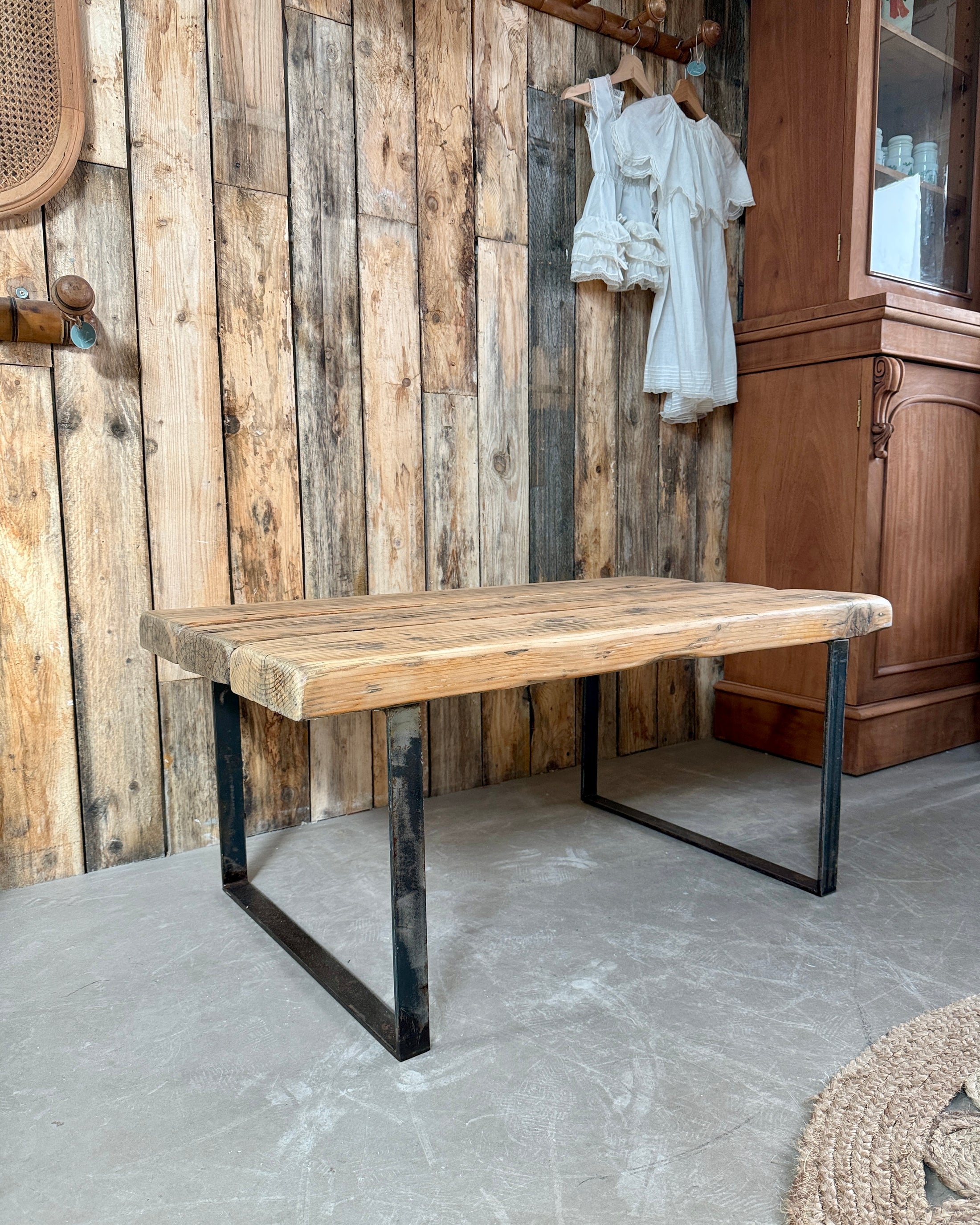 Table basse industrielle vintage (grande)