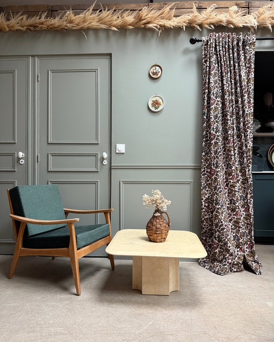 Table basse vintage en travertin des années 70