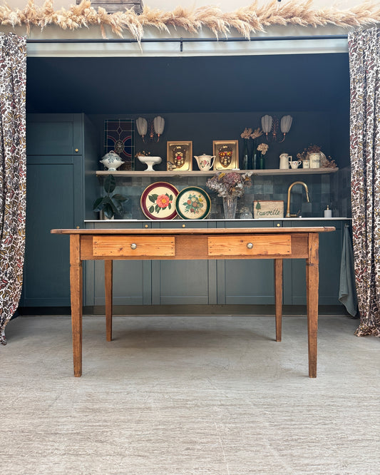 Table de ferme en noyer et chêne
