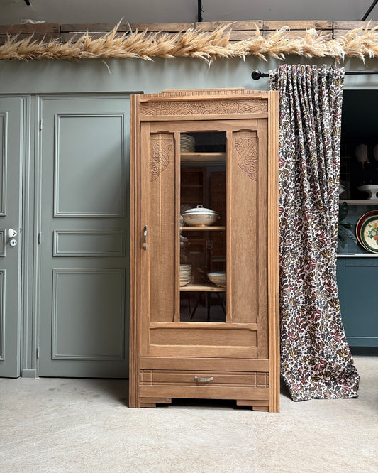 Vitrine Art Déco en chêne naturel