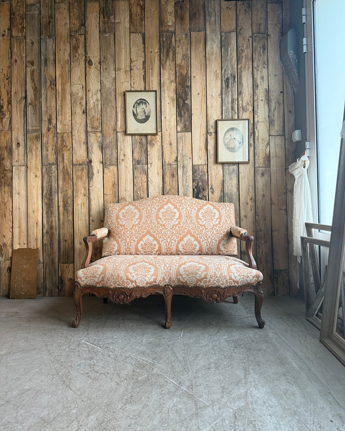 Banquette ancienne deux places style Louis XV